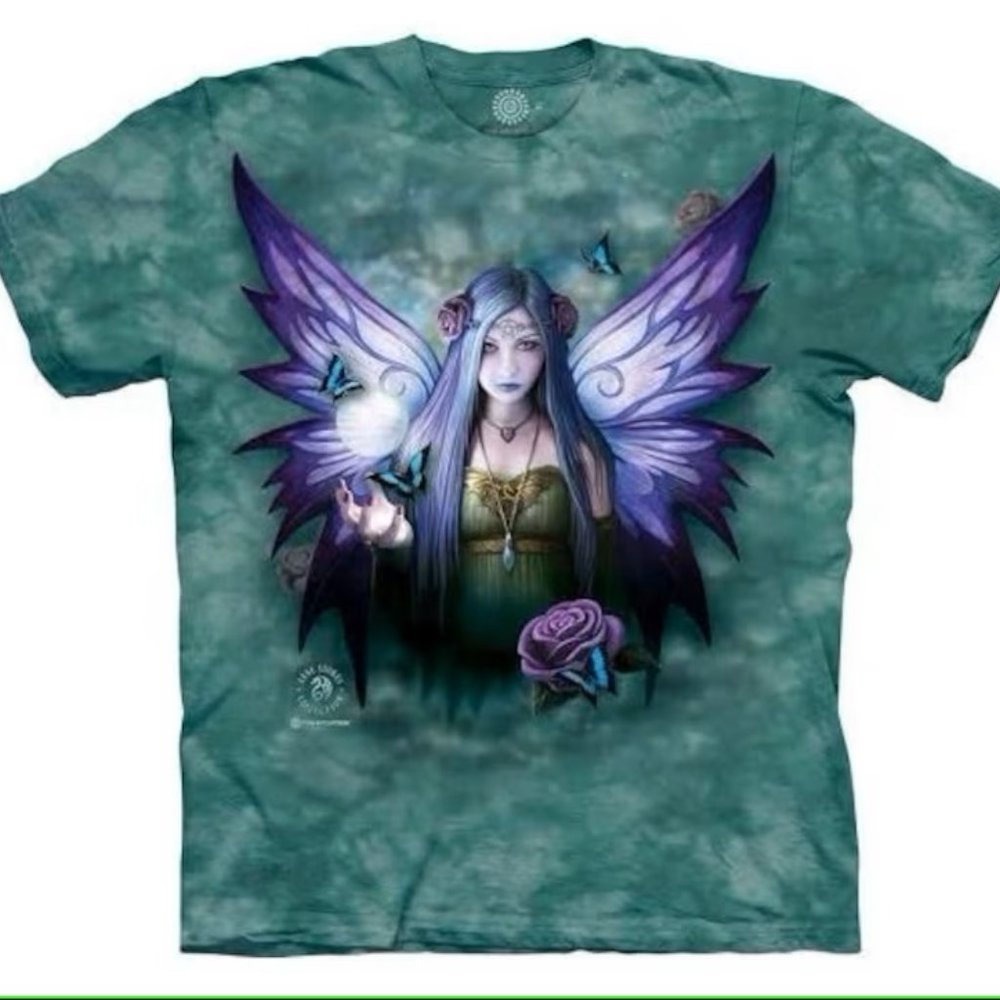 The Mountain Mystic Aura Fairy Dragon Wing Mythical Faerie Rose Teal Shirt 4X-5X